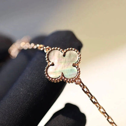 [Zalyn Jewelry ]CLOVER 20 MOTIFS DARK MOP DIAMOND  NECKLACE