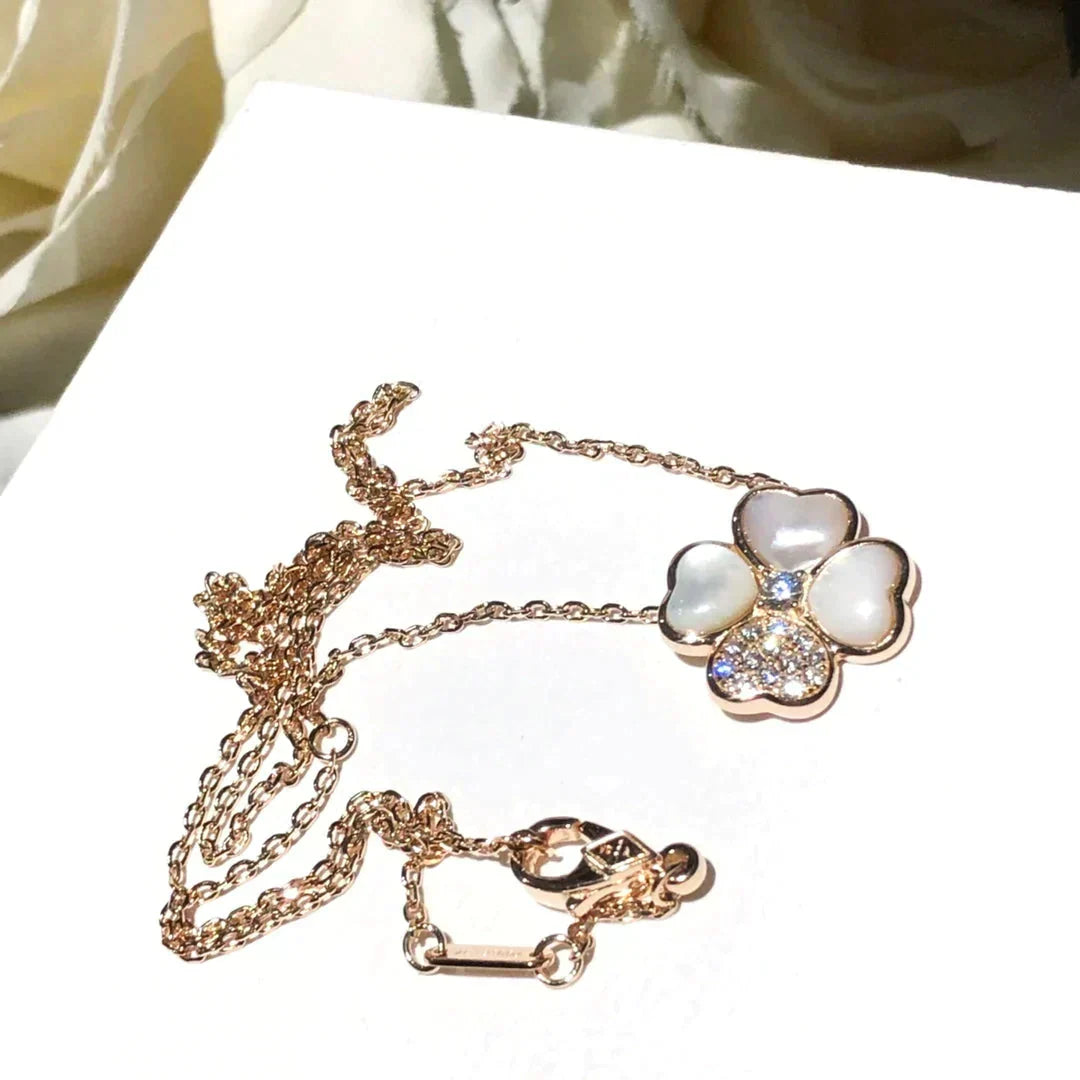[Zalyn Jewelry ]CLOVER MOP DIAMOND ROSE GOLD NECKLACE