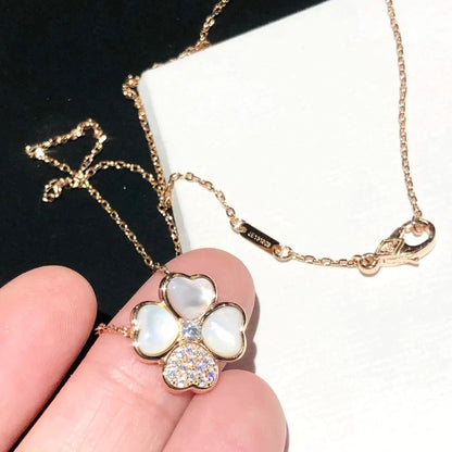 [Zalyn Jewelry ]CLOVER MOP DIAMOND ROSE GOLD NECKLACE