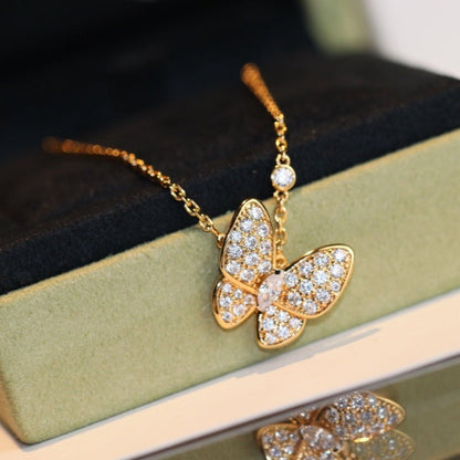 [Zalyn]BUTTERFLY DIAMOND CHARM NECKLACE