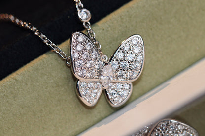 [Zalyn]BUTTERFLY DIAMOND CHARM NECKLACE