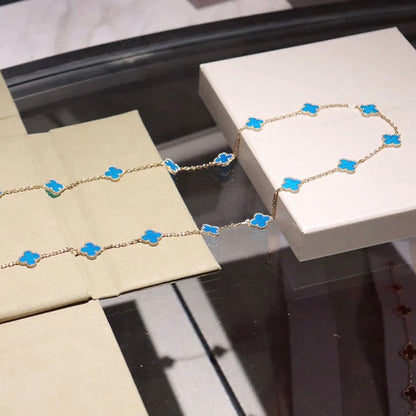 [Zalyn Jewelry ]CLOVER 20 MOTIFS BLUE AGATE GOLD