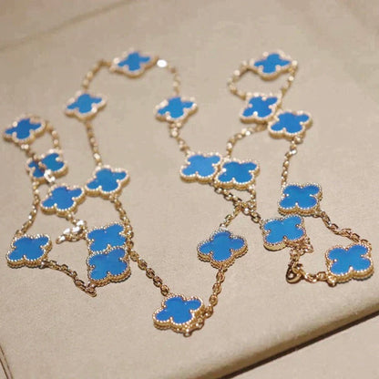 [Zalyn Jewelry ]CLOVER 20 MOTIFS BLUE AGATE GOLD