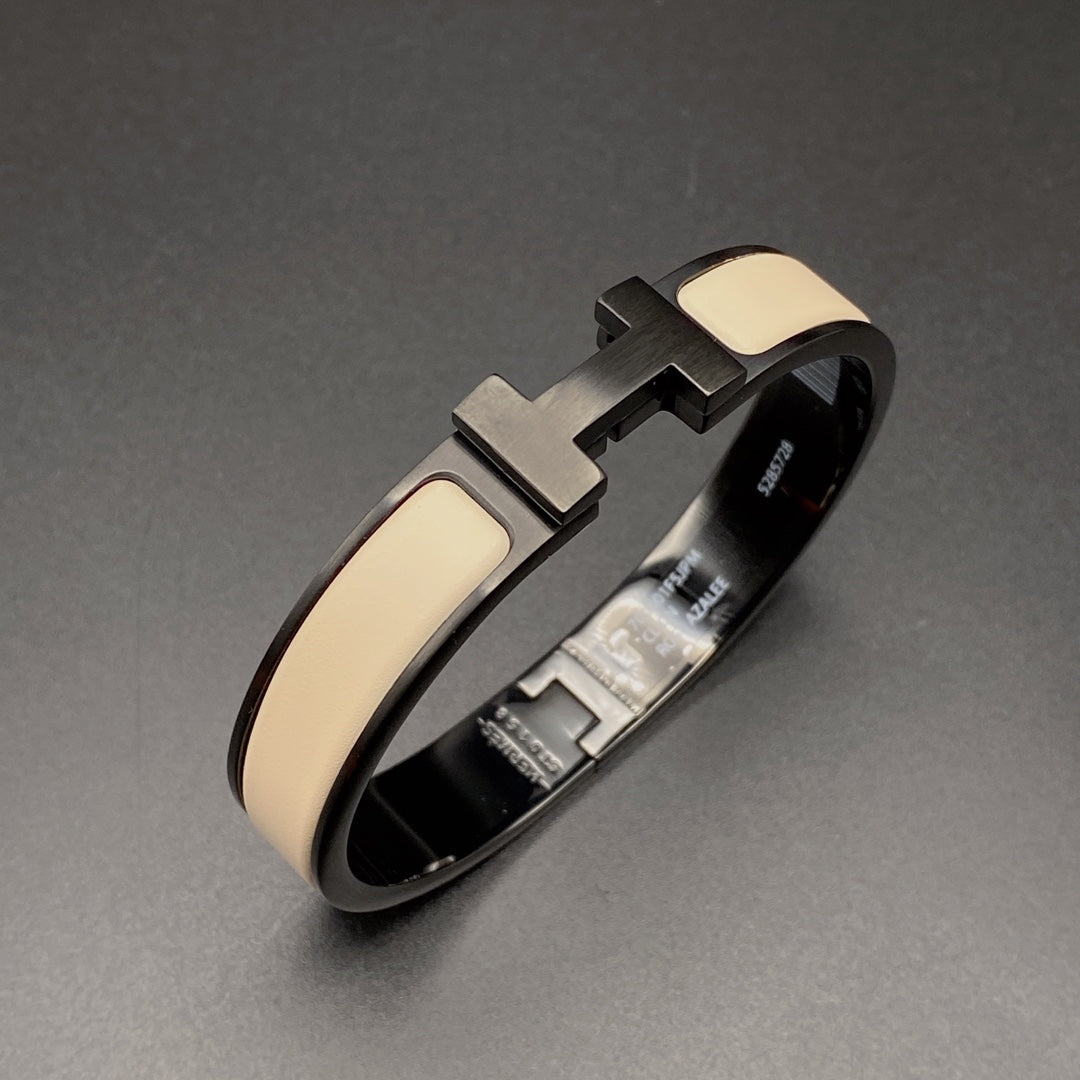 [Zalyn]H BRACELET 12MM BLACK BEIGE CERAMIC