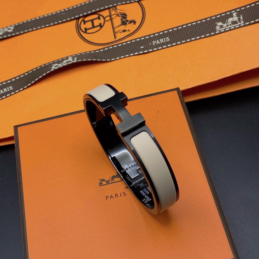 [Zalyn]H BRACELET 12MM BLACK BEIGE CERAMIC
