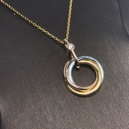 [Zalyn Jewelry ]TRINITY SILVER GOLD PINK GOLD NECKLACE