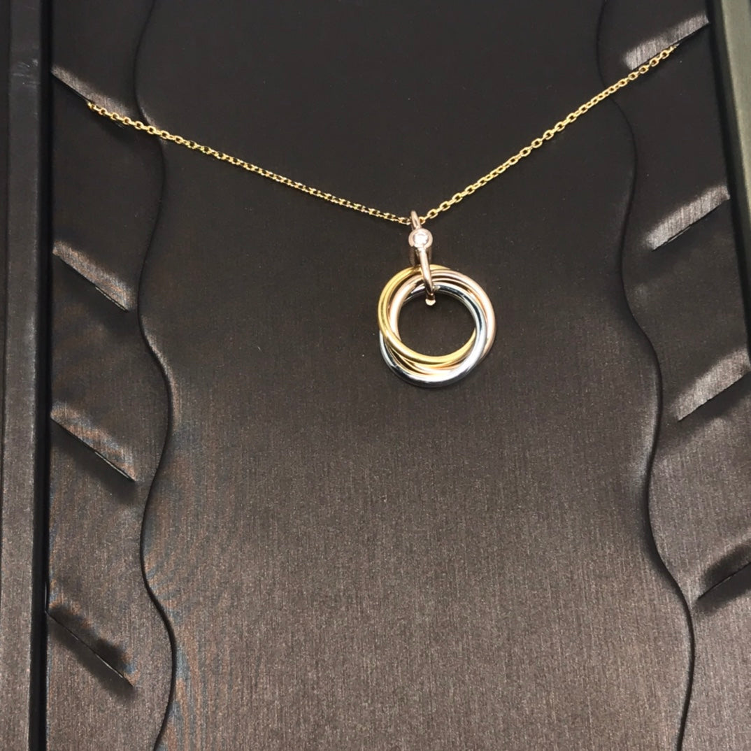 [Zalyn Jewelry ]TRINITY SILVER GOLD PINK GOLD NECKLACE