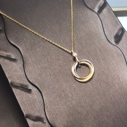 [Zalyn Jewelry ]TRINITY SILVER GOLD PINK GOLD NECKLACE