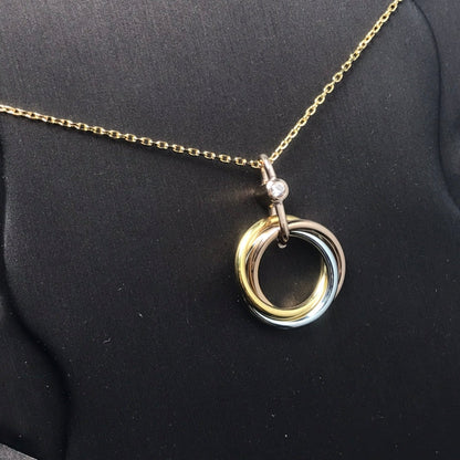 [Zalyn Jewelry ]TRINITY SILVER GOLD PINK GOLD NECKLACE