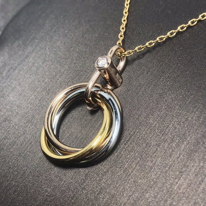 [Zalyn Jewelry ]TRINITY SILVER GOLD PINK GOLD NECKLACE