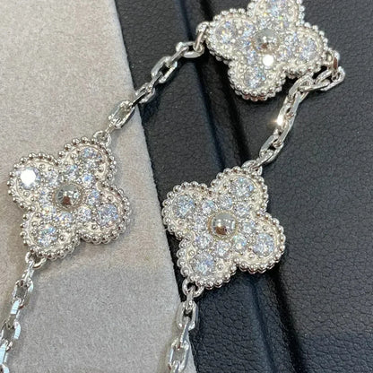 [Zalyn]LUCKY CLOVER 5-MOTIF BRACELET - FULL-DIAMOND