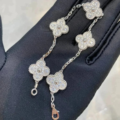 [Zalyn]LUCKY CLOVER 5-MOTIF BRACELET - FULL-DIAMOND