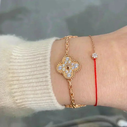 [Zalyn]LUCKY CLOVER 5-MOTIF BRACELET - FULL-DIAMOND