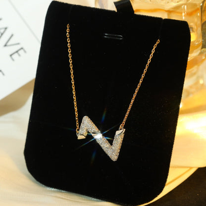 [Zalyn]VOLT SILVER DIAMOND PEDANT NECKLACE