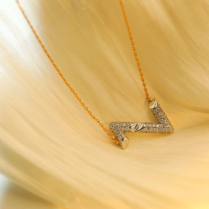 [Zalyn]VOLT SILVER DIAMOND PEDANT NECKLACE