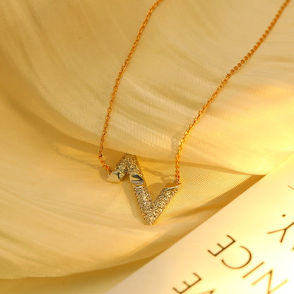 [Zalyn]VOLT SILVER DIAMOND PEDANT NECKLACE