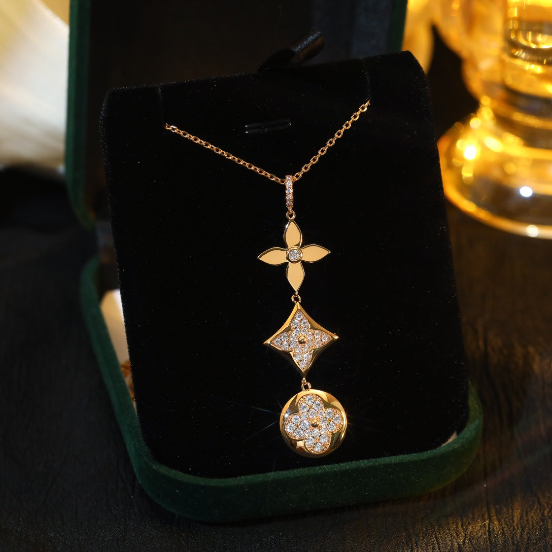 [Zalyn]STAR AND SUN DIAMOND ROSE GOLD NECKLACE