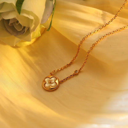 [Zalyn]SUN PEDANT ROSE GOLD 1 DIAMOND NECKLACE