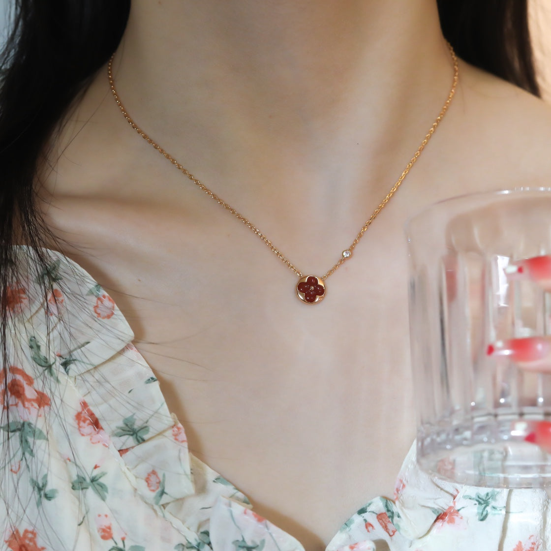 [Zalyn]SUN PEDANT ROSE GOLD 1 DIAMOND NECKLACE