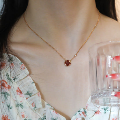 [Zalyn]SUN PEDANT ROSE GOLD 1 DIAMOND NECKLACE