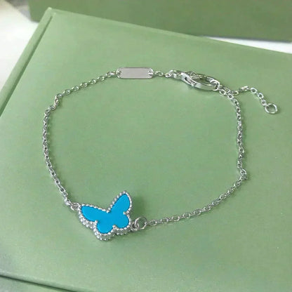 [Zalyn Jewelry ]BUTTERFLY TURQUOISE BUTTERFLY BRACELET SILVER