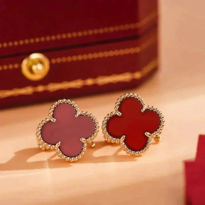 [Zalyn Jewelry ]CLOVER MEDIUM 1 MOTIFS CARNELIAN  EARRINGS