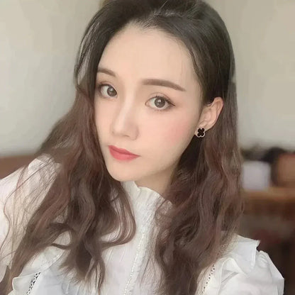 [Zalyn Jewelry ]CLOVER MEDIUM 1 MOTIFS  ONYX STUD EARRINGS