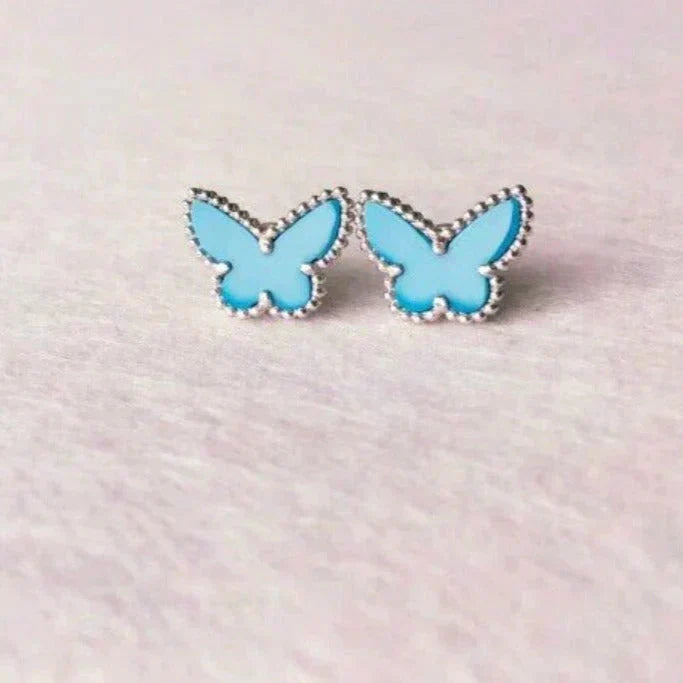 [Zalyn Jewelry ]BUTTERFLY TURQUOISE EARRINGS SILVER