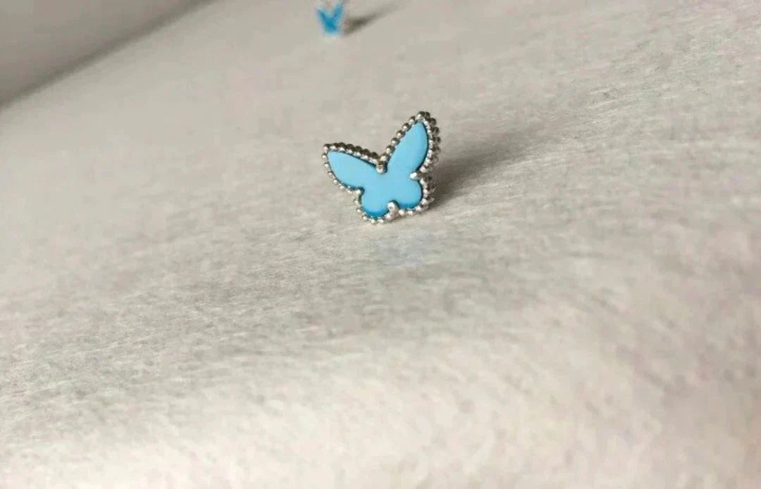 [Zalyn Jewelry ]BUTTERFLY TURQUOISE EARRINGS SILVER