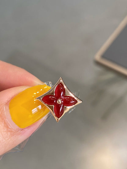 [Zalyn]STAR AND SUN ROSE GOLD CARNELIAN STUD EARRINGS