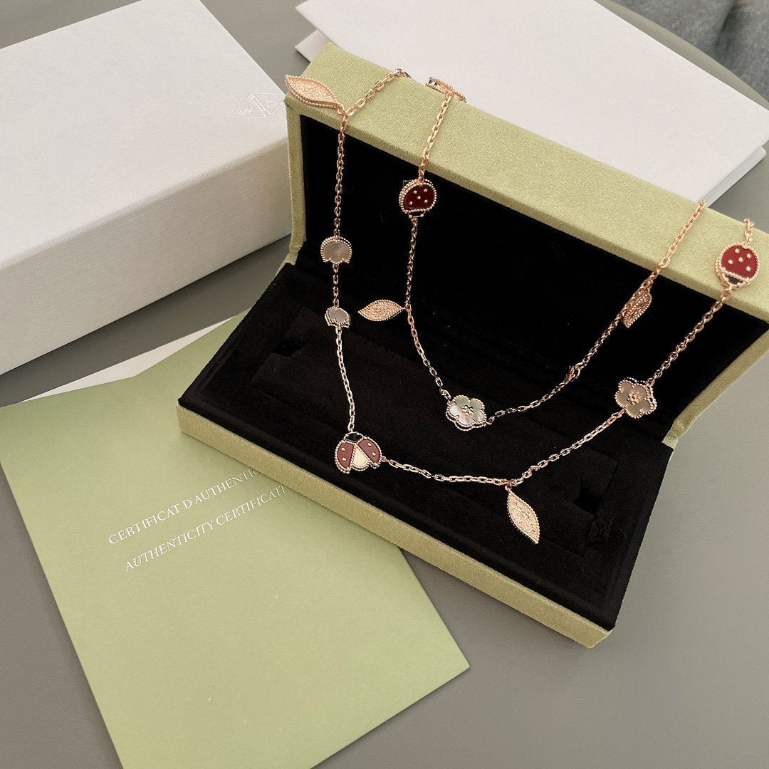 [Zalyn Jewelry ]LUCKY SPRING 15 MOTIFS ROSE GOLD NECKLACE