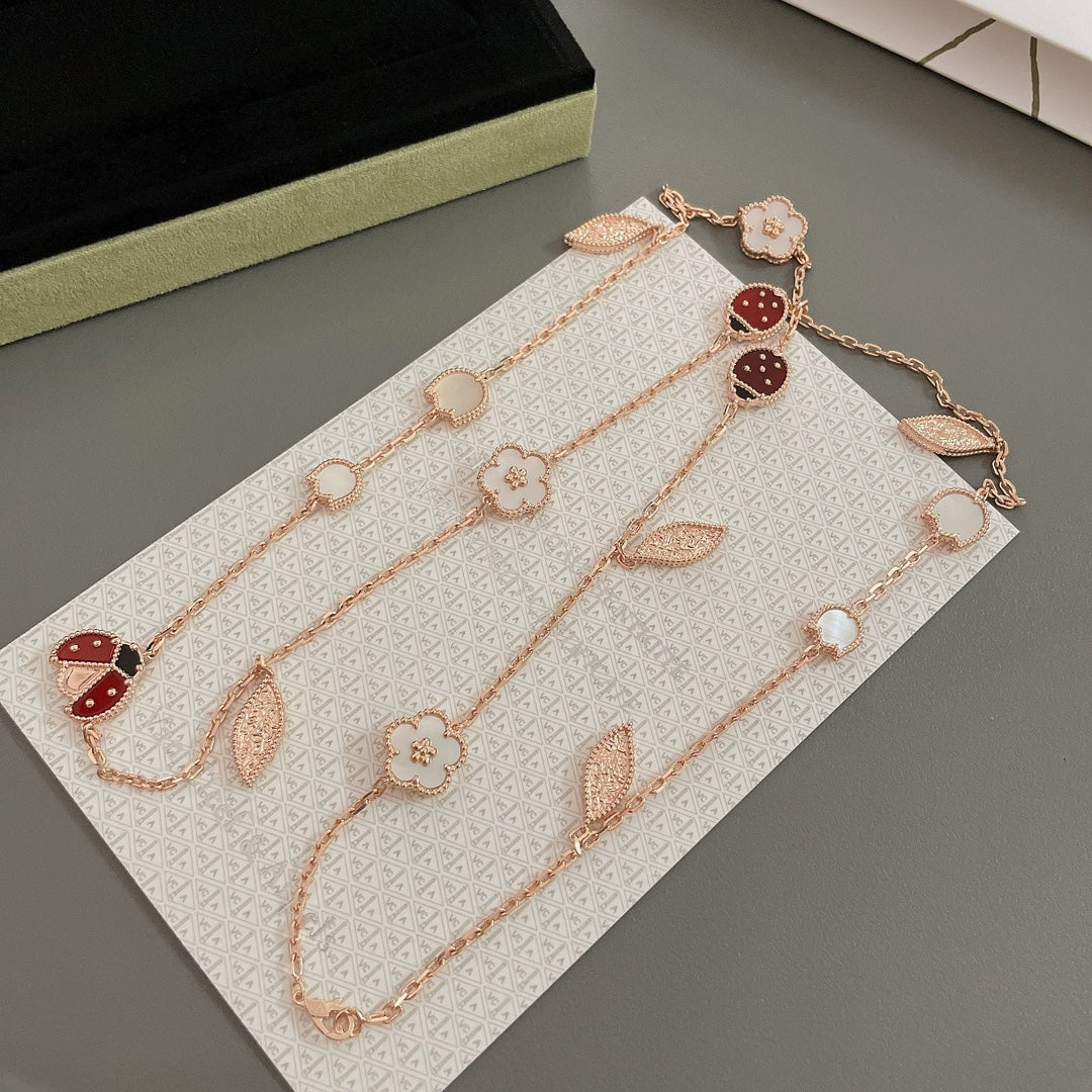 [Zalyn Jewelry ]LUCKY SPRING 15 MOTIFS ROSE GOLD NECKLACE
