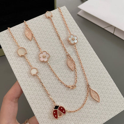 [Zalyn Jewelry ]LUCKY SPRING 15 MOTIFS ROSE GOLD NECKLACE