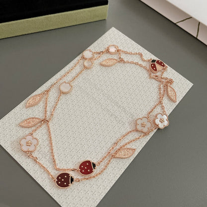 [Zalyn Jewelry ]LUCKY SPRING 15 MOTIFS ROSE GOLD NECKLACE