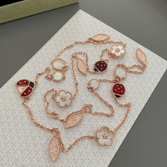 [Zalyn Jewelry ]LUCKY SPRING 15 MOTIFS ROSE GOLD NECKLACE