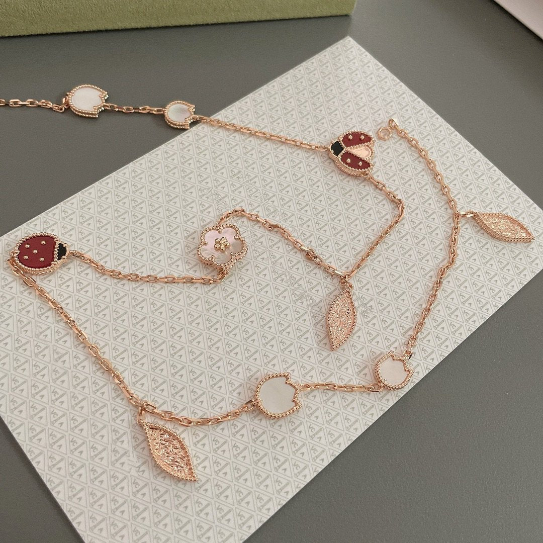 [Zalyn Jewelry ]LUCKY SPRING 15 MOTIFS ROSE GOLD NECKLACE