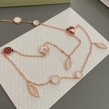 [Zalyn Jewelry ]LUCKY SPRING 15 MOTIFS ROSE GOLD NECKLACE