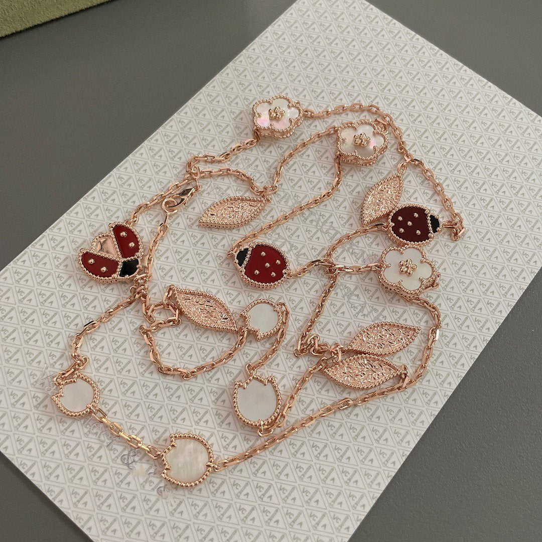 [Zalyn Jewelry ]LUCKY SPRING 15 MOTIFS ROSE GOLD NECKLACE