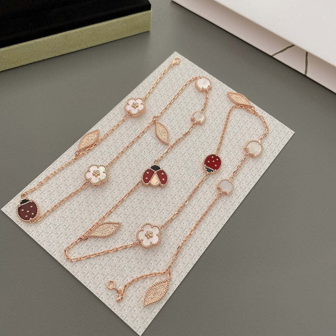 [Zalyn Jewelry ]LUCKY SPRING 15 MOTIFS ROSE GOLD NECKLACE