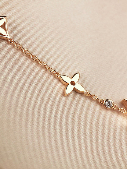 [Zalyn]STAR AND SUN 7 MOTIFS GOLD BRACELET