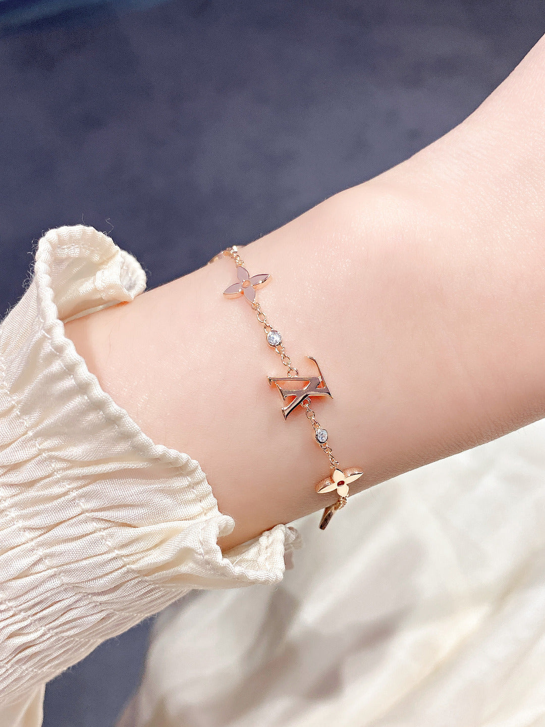 [Zalyn]STAR AND SUN 7 MOTIFS GOLD BRACELET