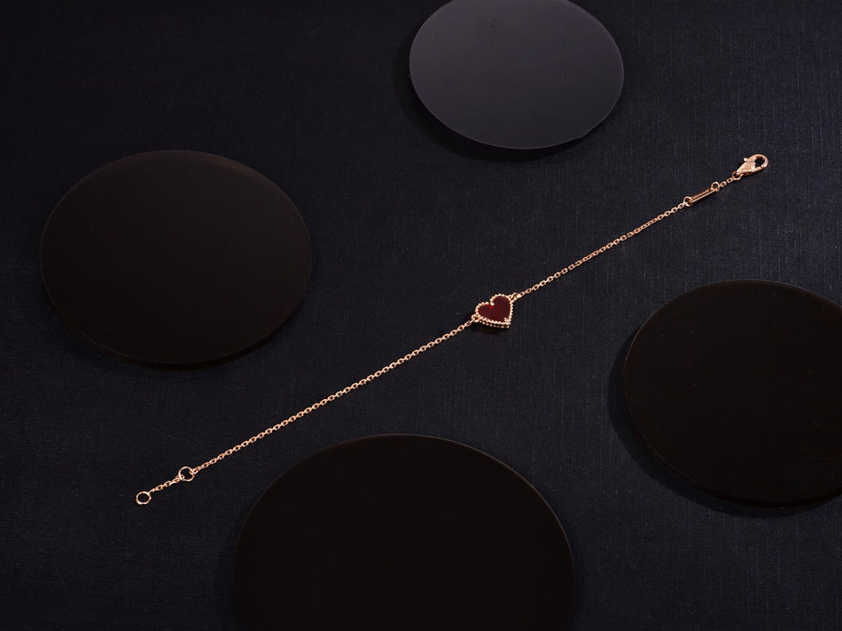 [Zalyn Jewelry ]HEART CARNELIAN PINK GOLD BRACELET
