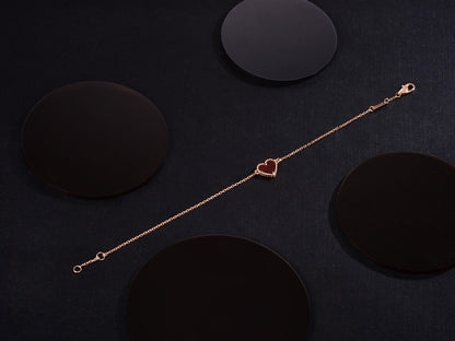[Zalyn Jewelry ]HEART CARNELIAN PINK GOLD BRACELET