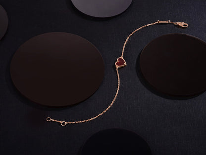 [Zalyn Jewelry ]HEART CARNELIAN PINK GOLD BRACELET