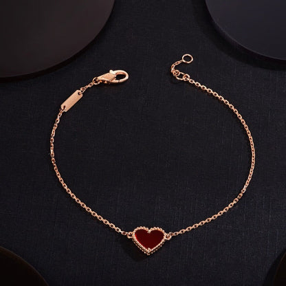 [Zalyn Jewelry ]HEART CARNELIAN PINK GOLD BRACELET