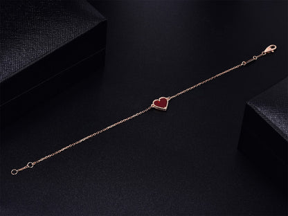 [Zalyn Jewelry ]HEART CARNELIAN PINK GOLD BRACELET