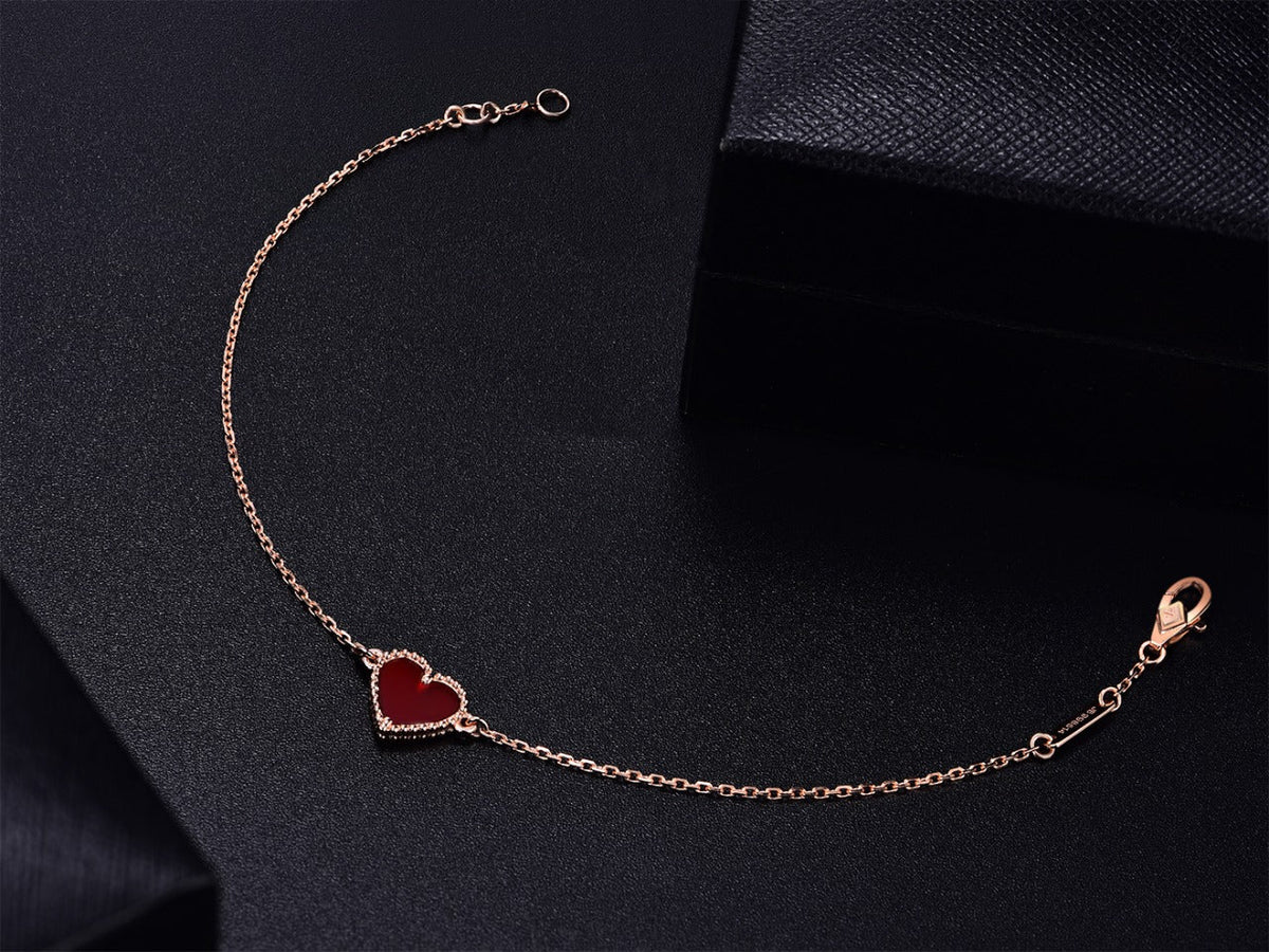[Zalyn Jewelry ]HEART CARNELIAN PINK GOLD BRACELET