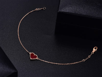 [Zalyn Jewelry ]HEART CARNELIAN PINK GOLD BRACELET