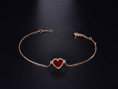 [Zalyn Jewelry ]HEART CARNELIAN PINK GOLD BRACELET