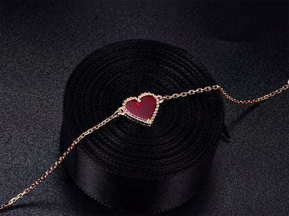 [Zalyn Jewelry ]HEART CARNELIAN PINK GOLD BRACELET
